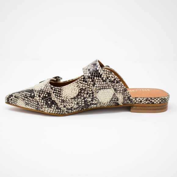 HANNAH Pointed Toe Snakeskin Mule - Beige - Picture 4 of 8